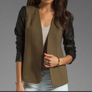 Theory Pryor Yaisa Leather Sleeve Jacket